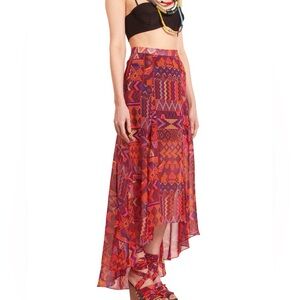 Mara Hoffman Pink and Orange High Low silk Skirt size 8